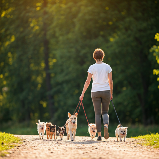 Dog walker with multiple dogs